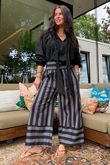 Bloc Stripe Wide Leg Pant Black & Storm